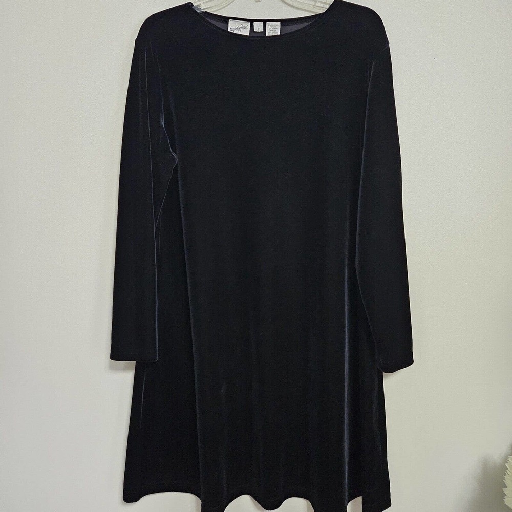 Jacqueline Ferrari Black Velvet Dress Size 8 Stretch Holiday Cocktail Elegant